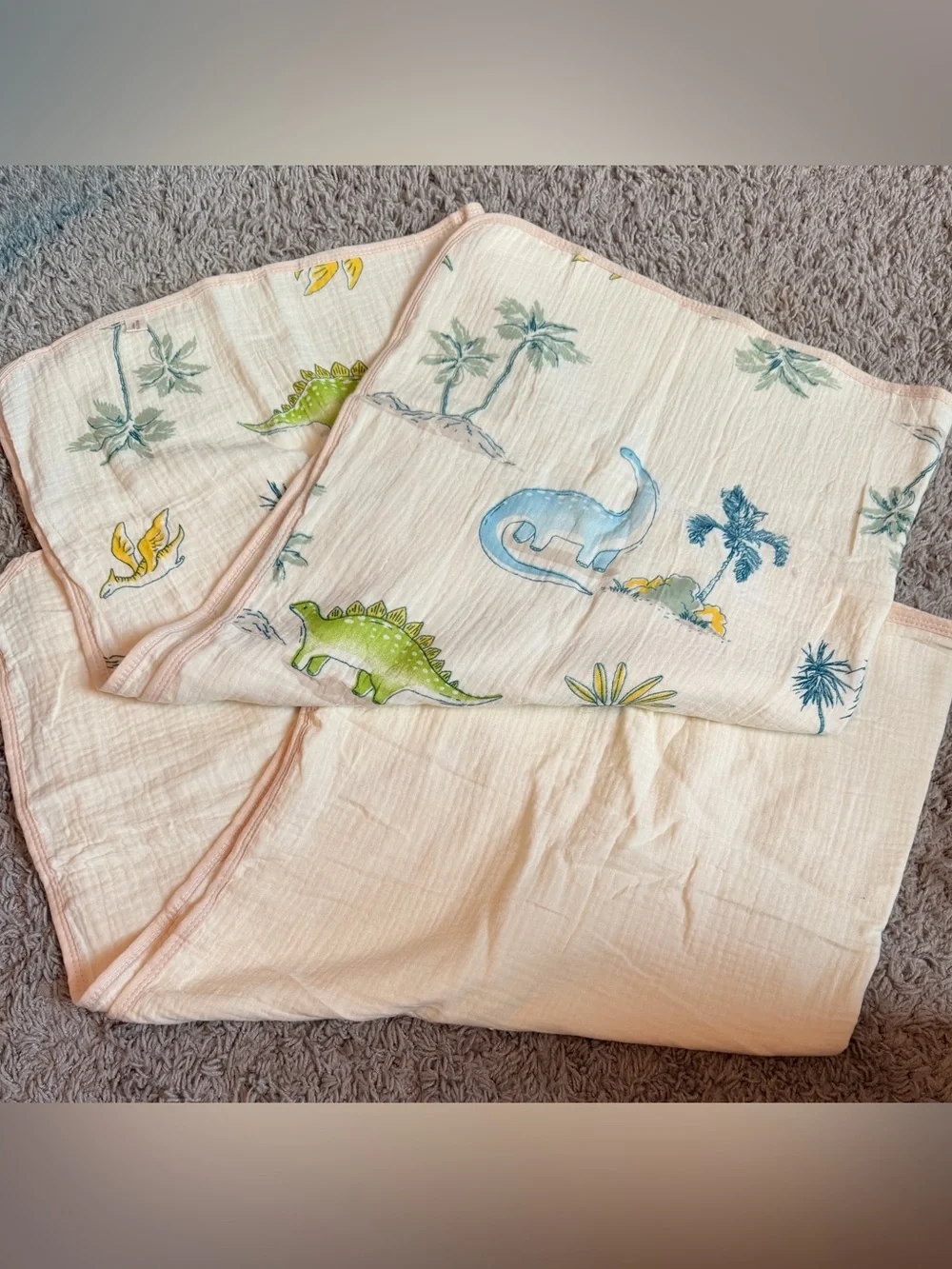 NEW Pack of 2 Cotton Hushlibaby Muslin Dinosaur Swaddles